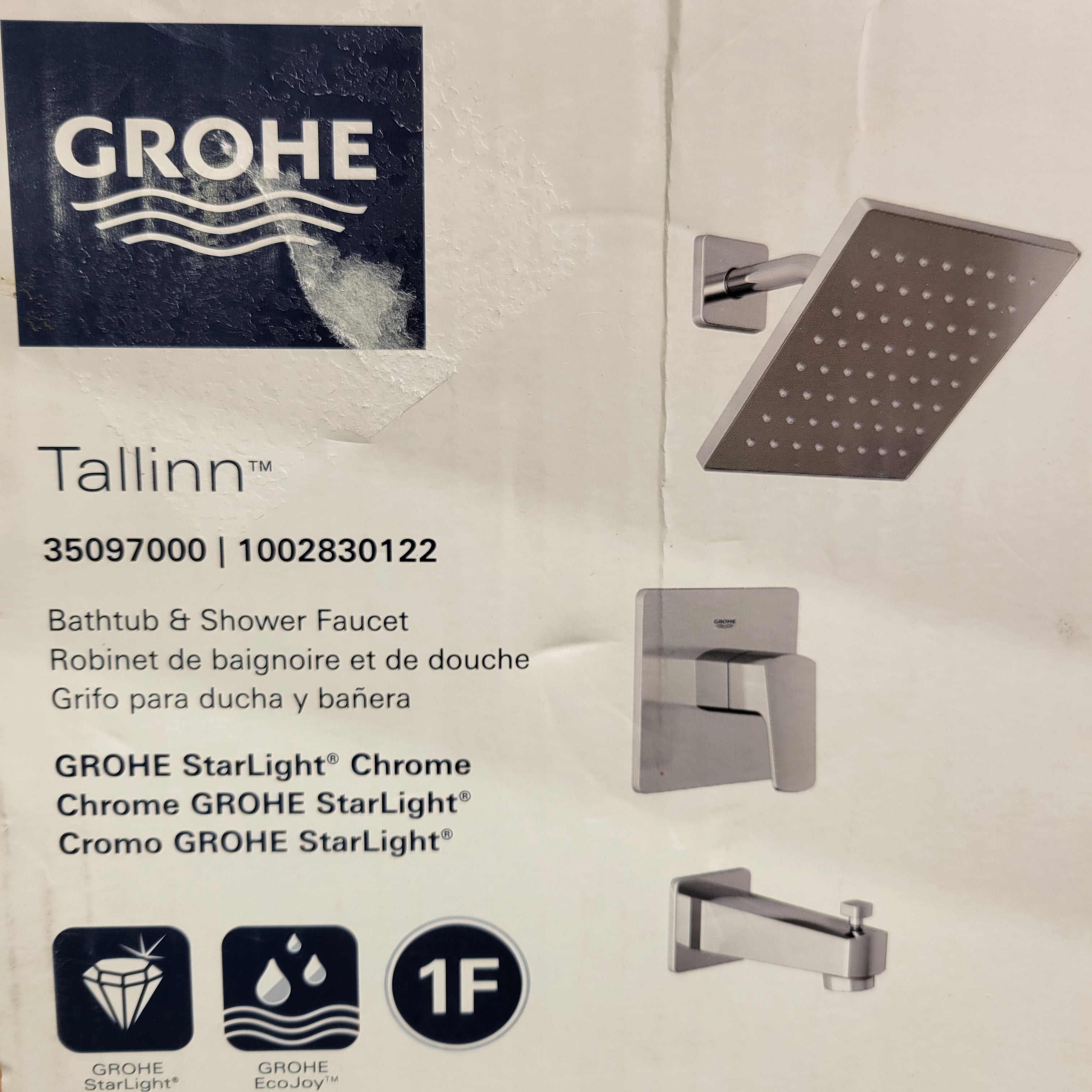 GROHE 35097000 Tallinn Single Handle 1 Spray Bathtub Shower Faucet, Chrome (7654542213358)